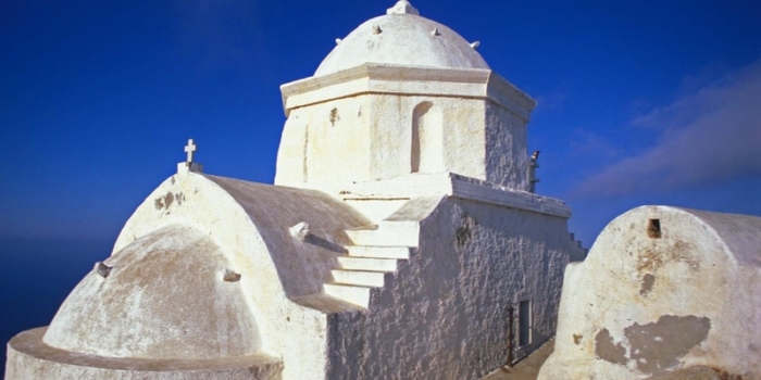 Cyclades, Anafi Panagia Kalamiotissa church, sea