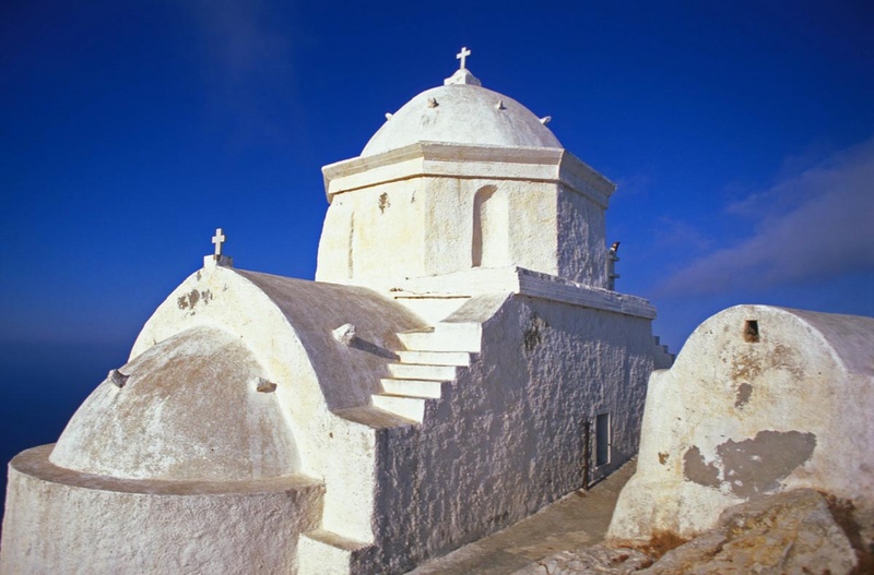 Cyclades, Anafi Panagia Kalamiotissa church, sea